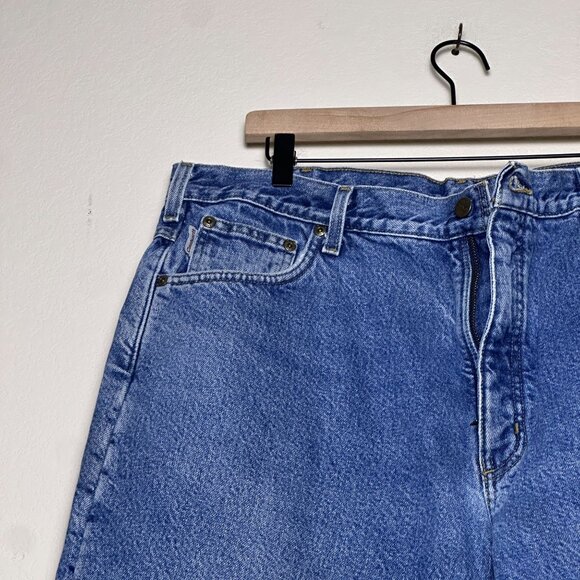 Carhartt Men 40x30 Blue Denim Jean Pant Insulated Fleece Lined Winter Outerwear - Picture 13 of 16